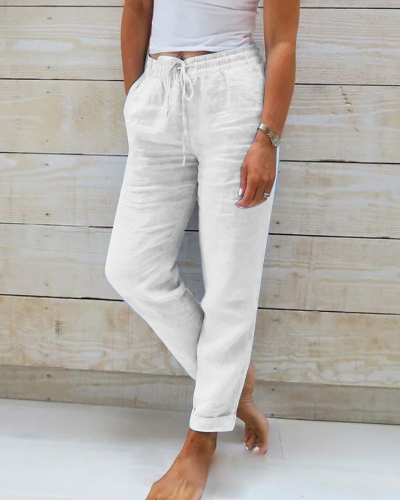 Women's Summer Casual Linen Pants | with Drawstring