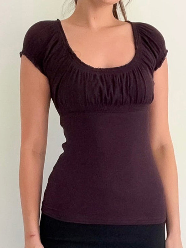 T-shirt violet vintage à manches courtes