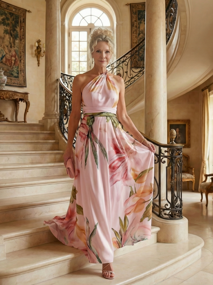 Women's One-Shoulder Floral Wedding Guest Dress | Maxi