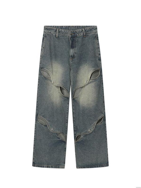 Deconstructed Washed Effect Baggy Boyfriend Jeans