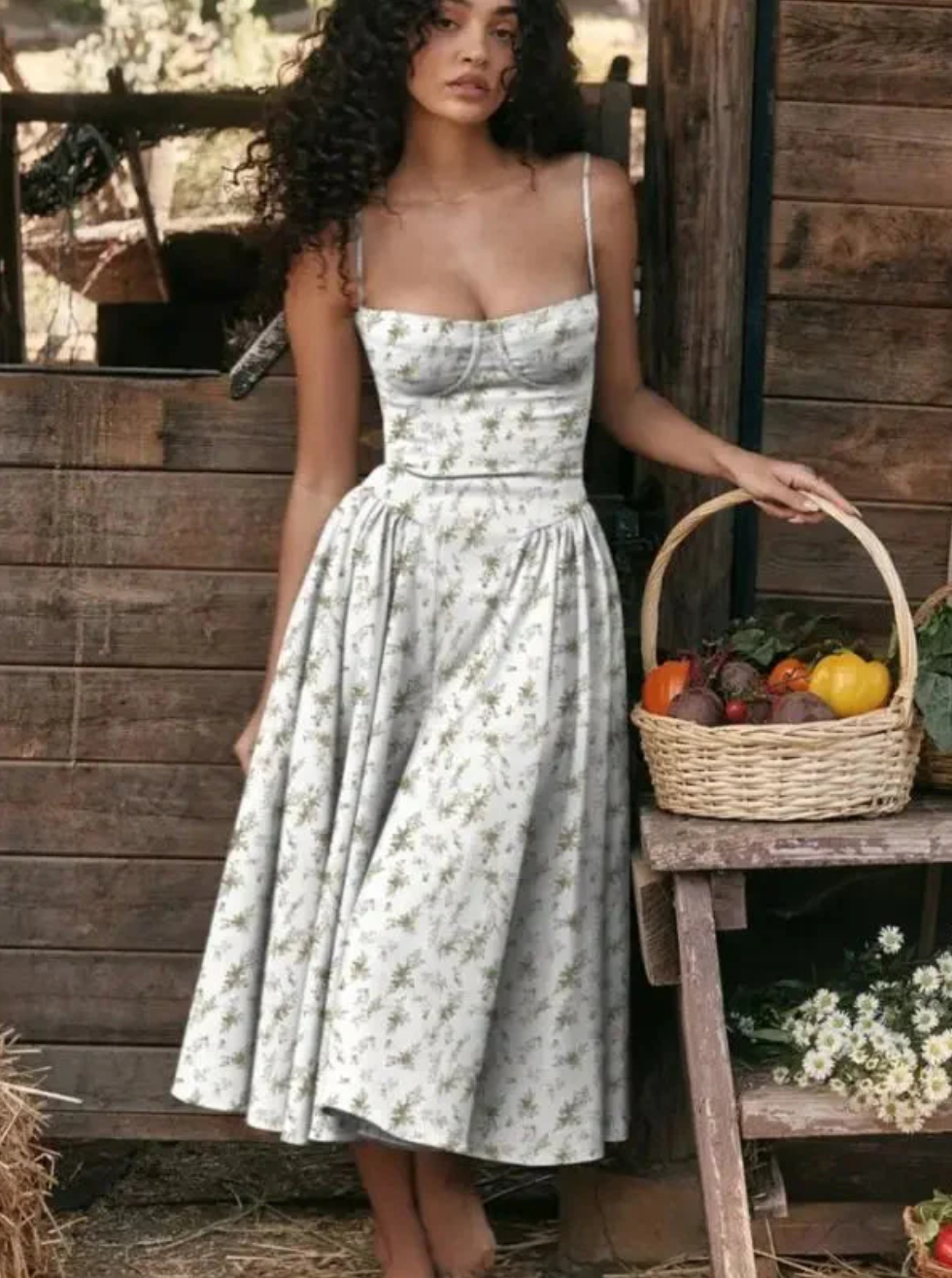 Women's Spaghetti Strap Corset Cocktail Dress | Midi