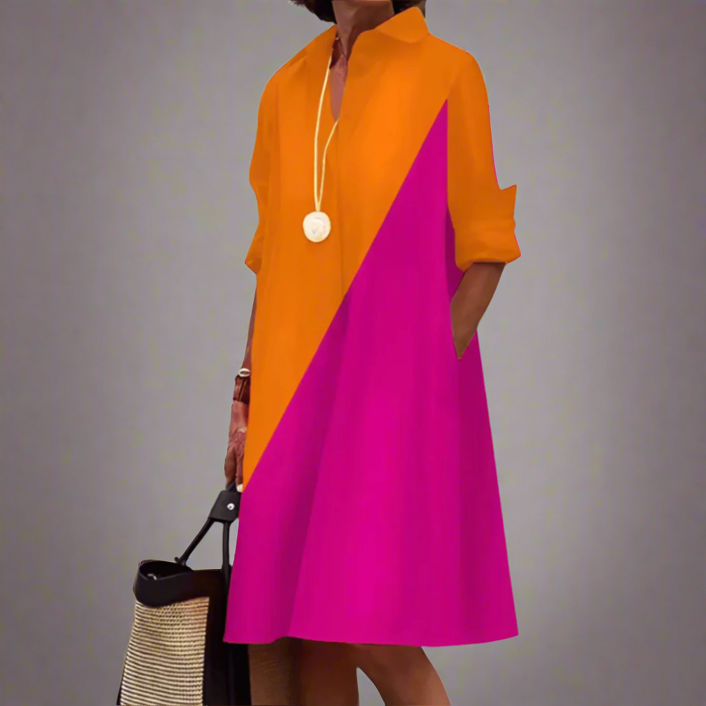 Women's Casual Relaxed Fit Midi Shirt Dress | with Pockets