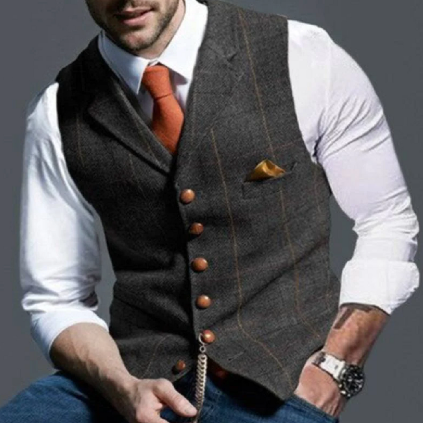 Men's Slim Fit Plaid Suit Vest | Formal Waistcoat