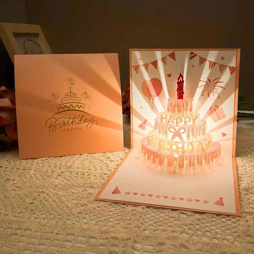 Handcrafted 3D Pop-up Birthday Card with LED Light and Music
