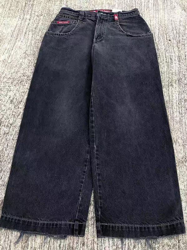 Jean boyfriend noir style hip-hop rétro américain des années 2000