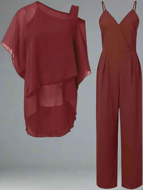Women's Stylish Jumpsuit with Asymmetrical Top | Set