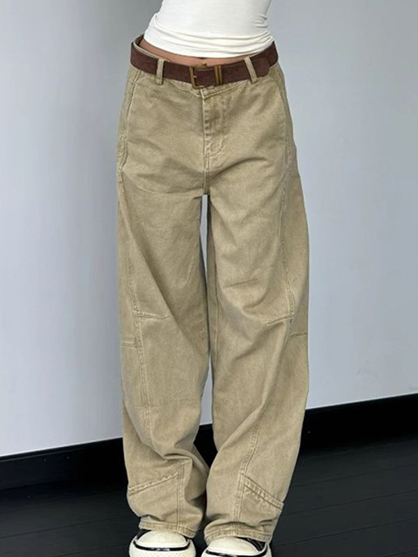 Jean boyfriend à jambe large Camel Vintage Designer Machete