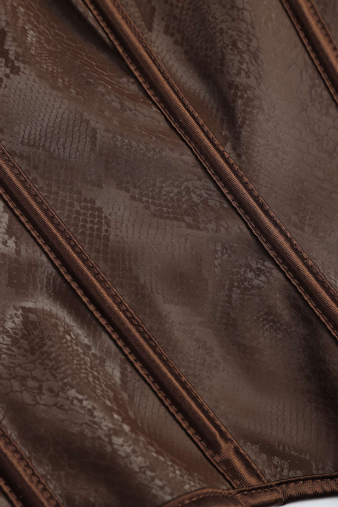 Bruine Y2k slangenhuid imitatieleren strikkorset cami top