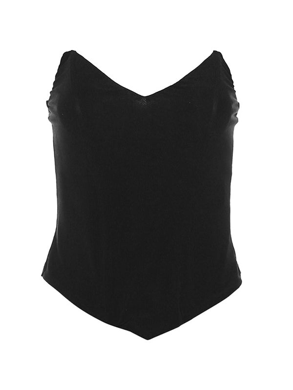Haut bandeau noir dos nu à col en V