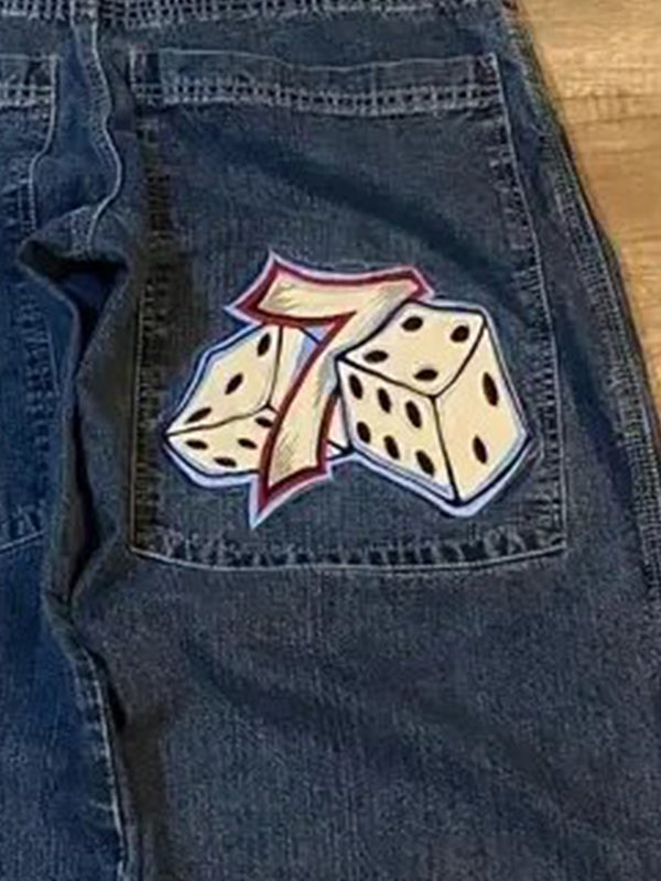 Jean boyfriend vintage brodé hip-hop des années 2000