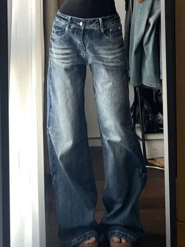 Blauwe Amerikaanse Vintage Design Boyfriend Jeans