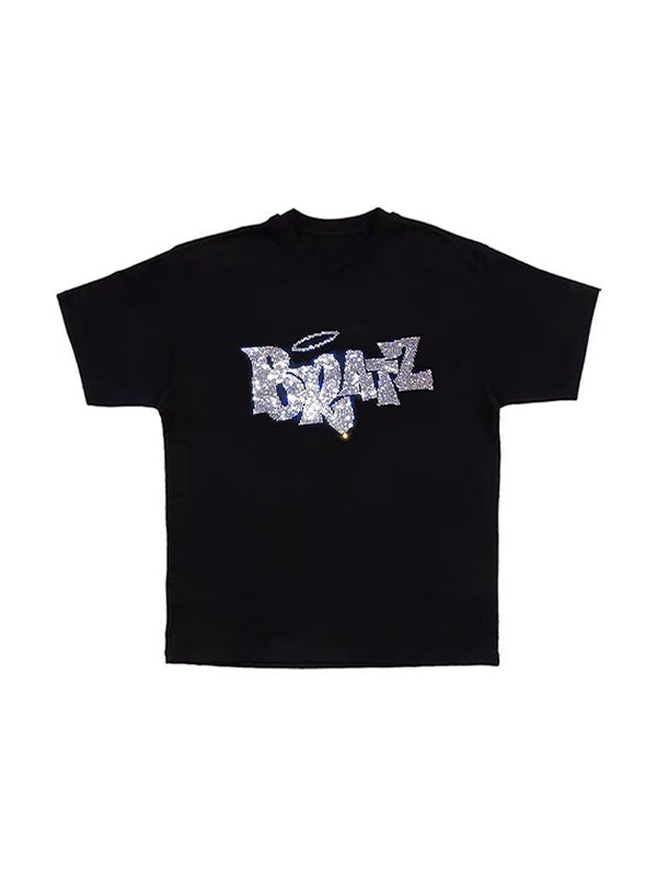 Black Vintage Diamond Oversized Short Sleeve Tee