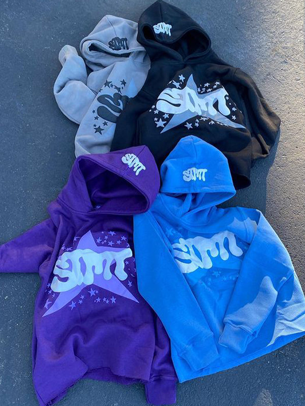 Sweat à capuche surdimensionné multicolore avec inscription Y2K