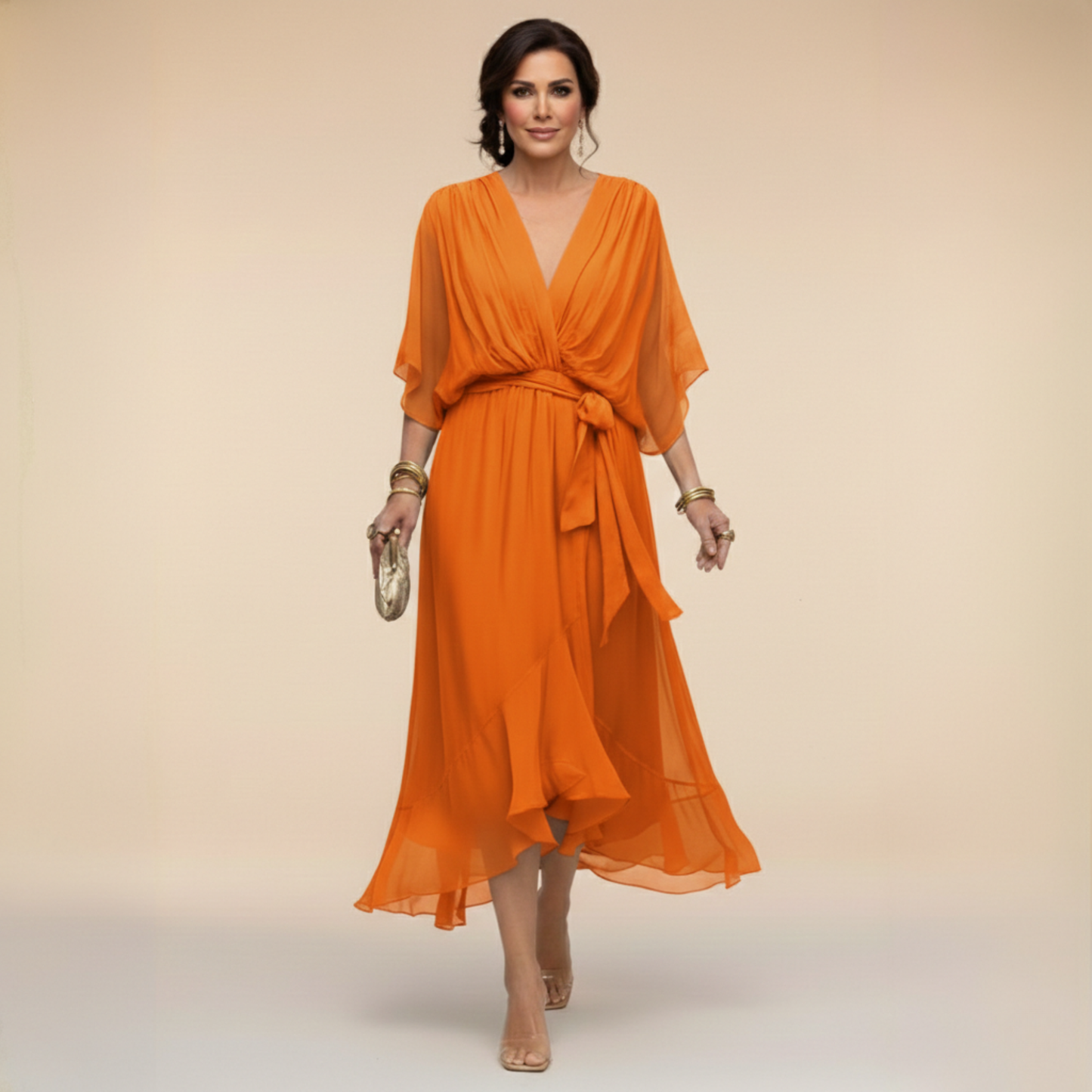 Women's Wedding Guest V-Neck Wrap Dress | Midi