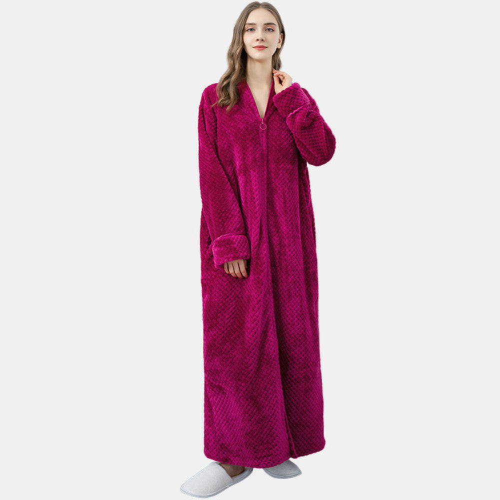 Women's Long Thermal Flannel Bathrobe