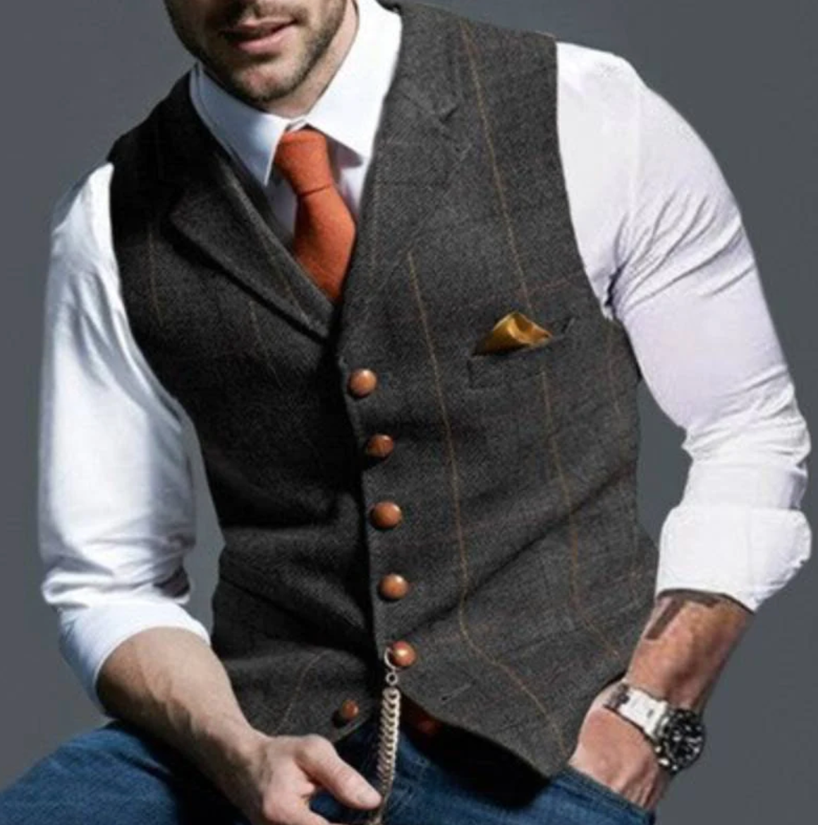 Men's Checkered Pattern Waistcoat | for Weddings and Business