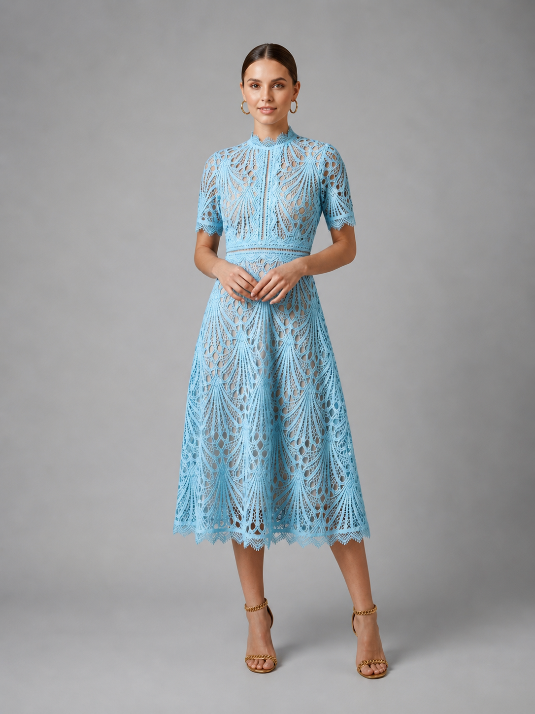 Women’s Mock Neck Wedding Guest Dress | Midi