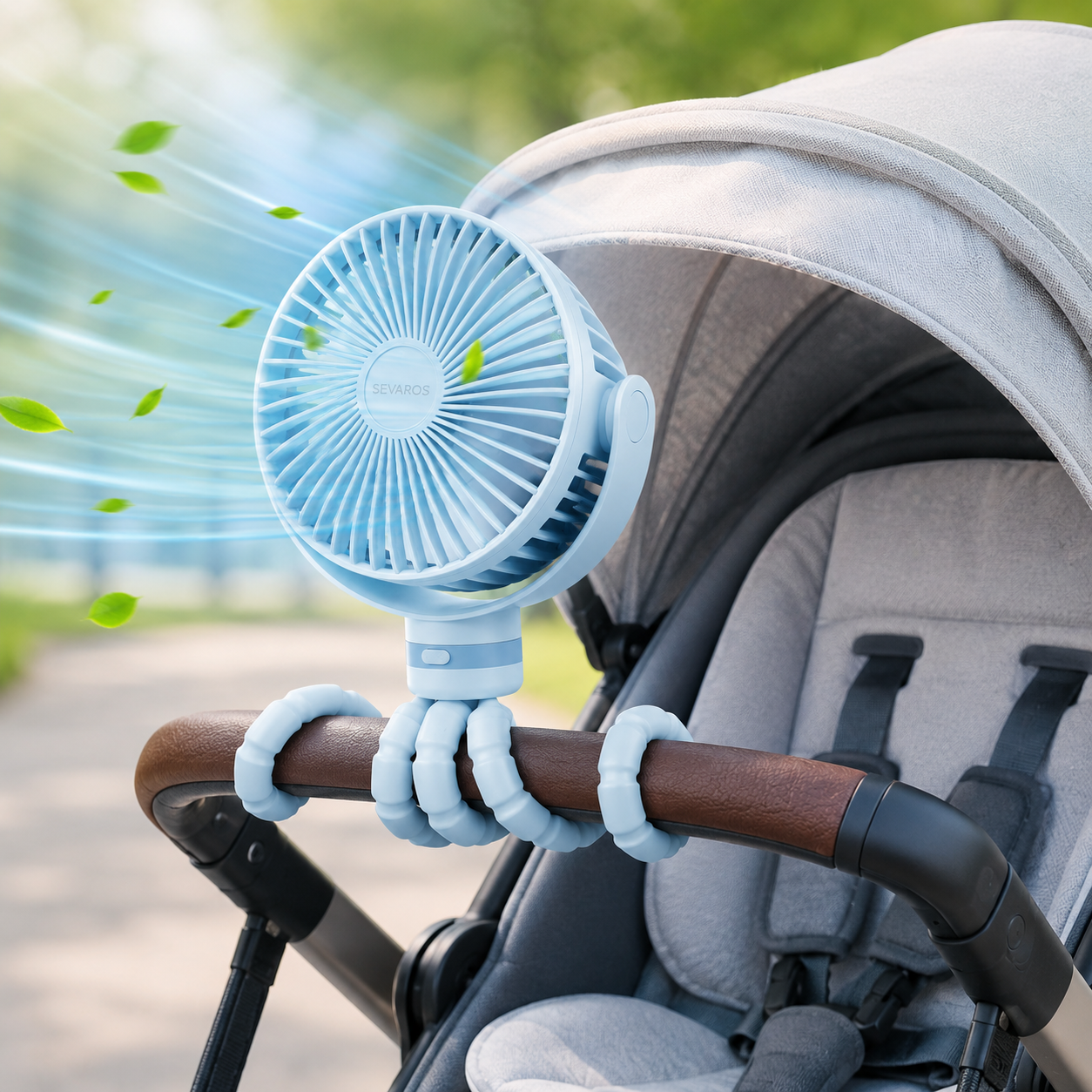 Portable USB Rechargeable Octopus Stroller Fan for Baby Gear