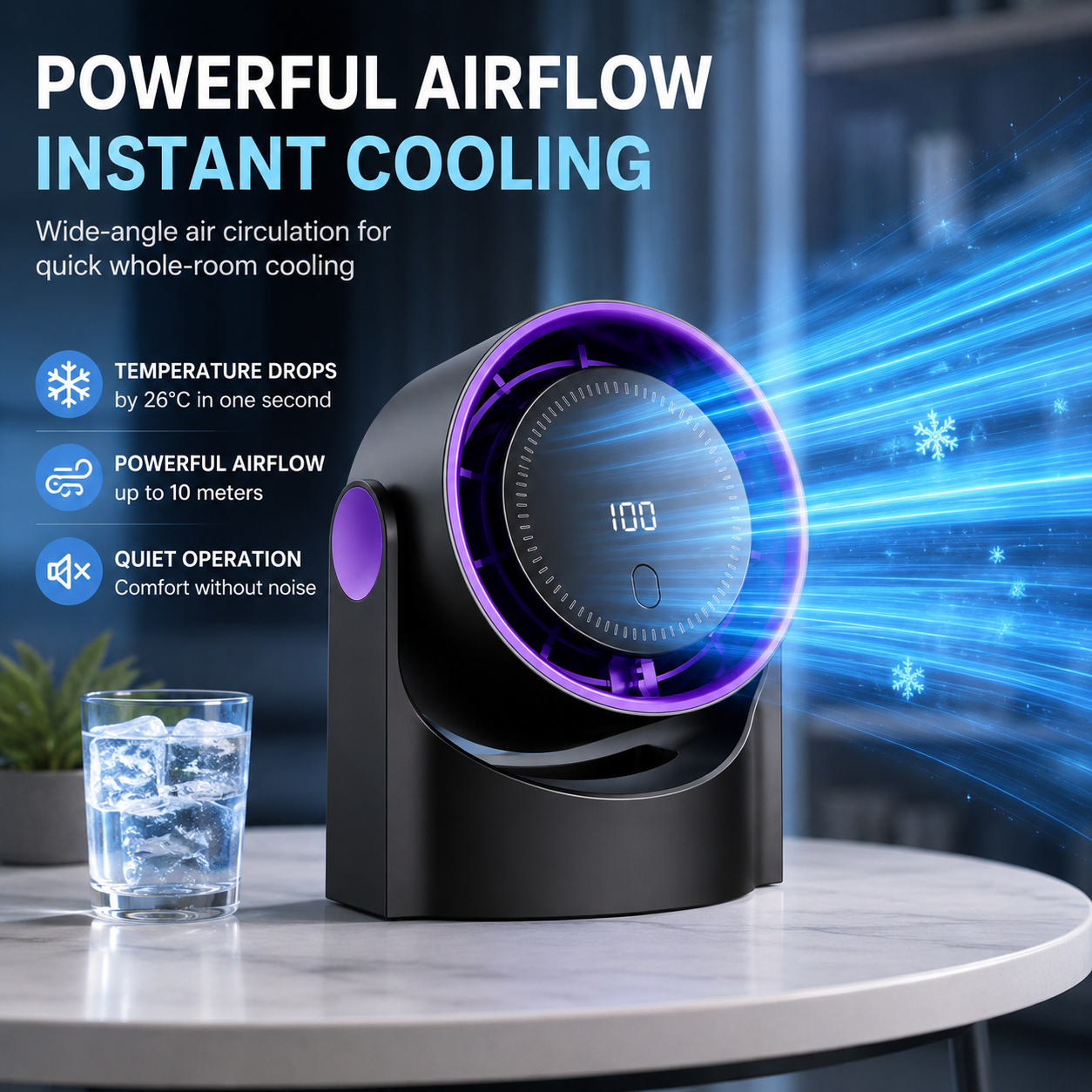 Compact Wireless USB Fan for Home, Office, Bedroom, and Dorm Cooling
