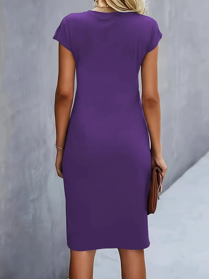 Women's Round Neck Cocktail Dress | Midi