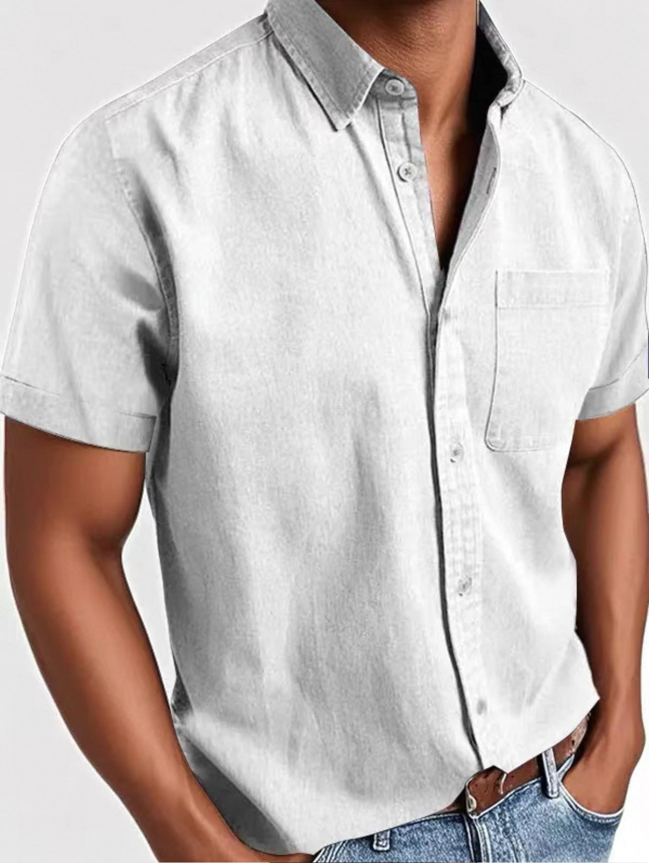 Men's Casual Short Sleeve Button-Up Shirt | with Chest Pocket