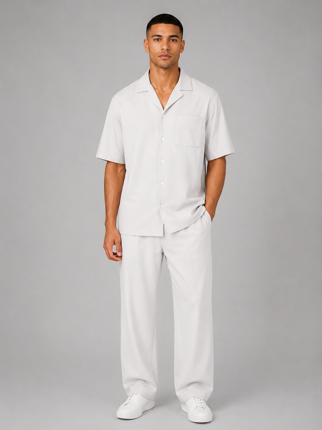 Men's 2-Piece Casual Co-ord Set | Short Sleeve Shirt and Wide-Leg Pants