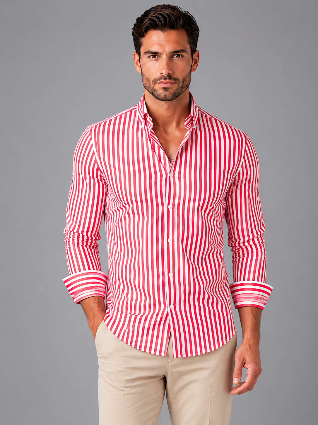 Men’s Business Casual Striped Shirt | Long Sleeve