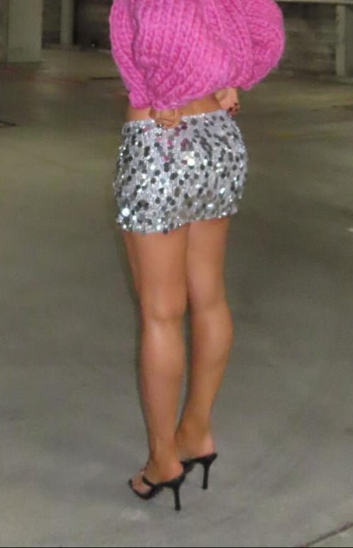 Isabetta zilveren minirok met pailletten