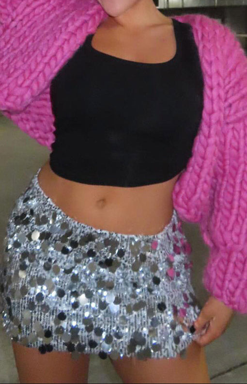 Isabetta zilveren minirok met pailletten