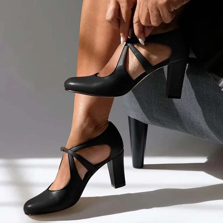 Women's Vintage Block Heel Pumps | Closed-Toe