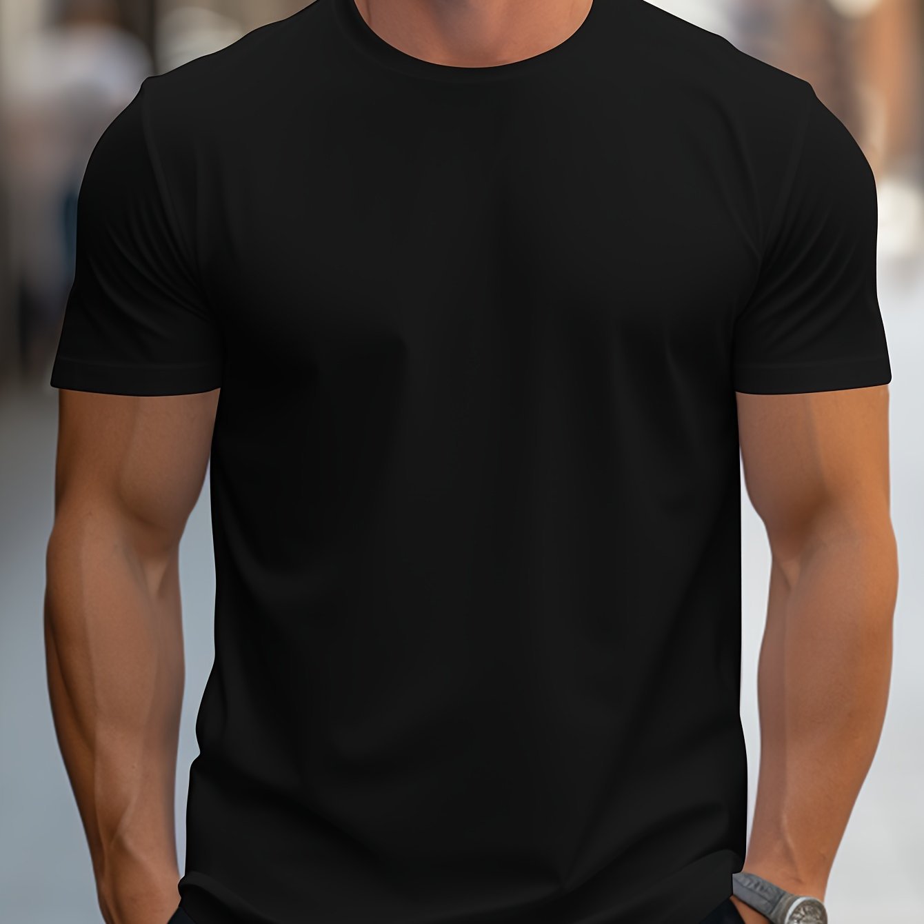 Men's Plain Crew Neck T-Shirt | Short Sleeve