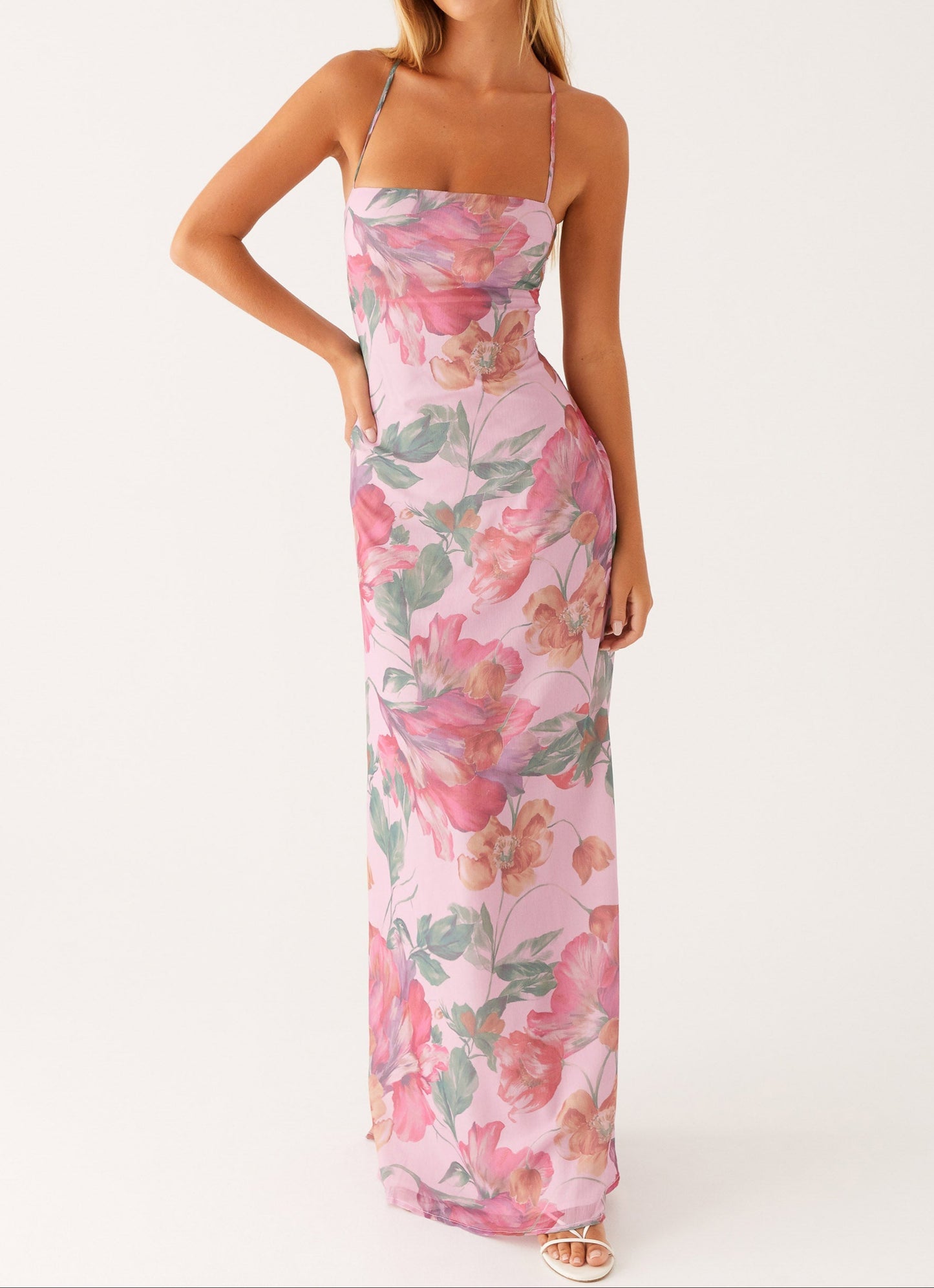 Agnesina Maxi-jurk - Roze bloemen