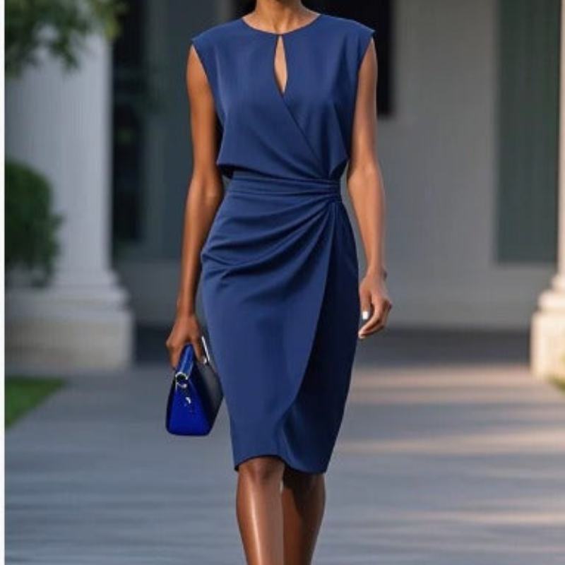 Women's Office Sheath Keyhole Dress | Midi