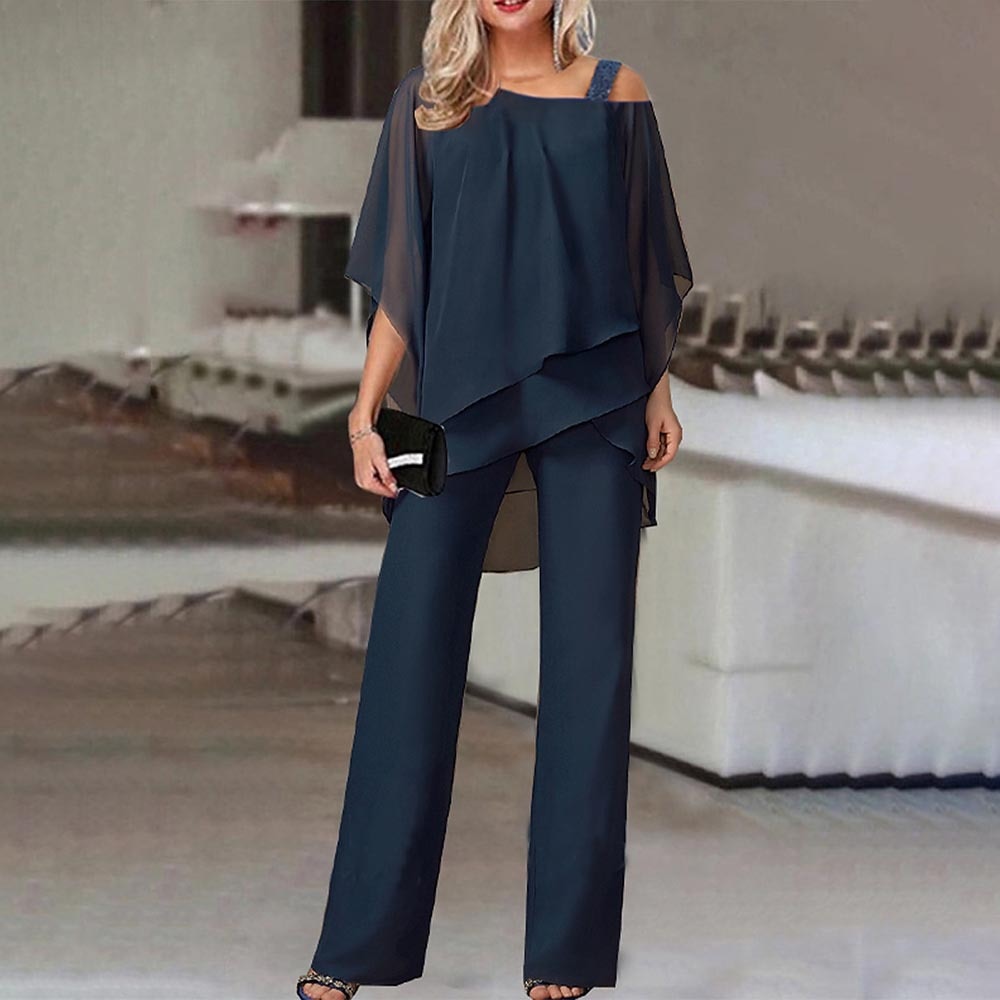 Women's Asymmetrical Blouse and Long Pants | 2-Piece