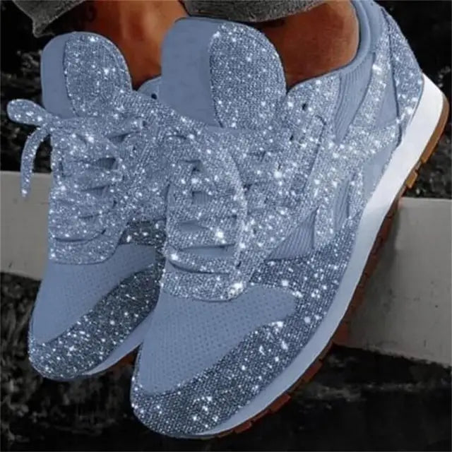 Women's Casual Glitter Sneakers | Lace-Up Closure