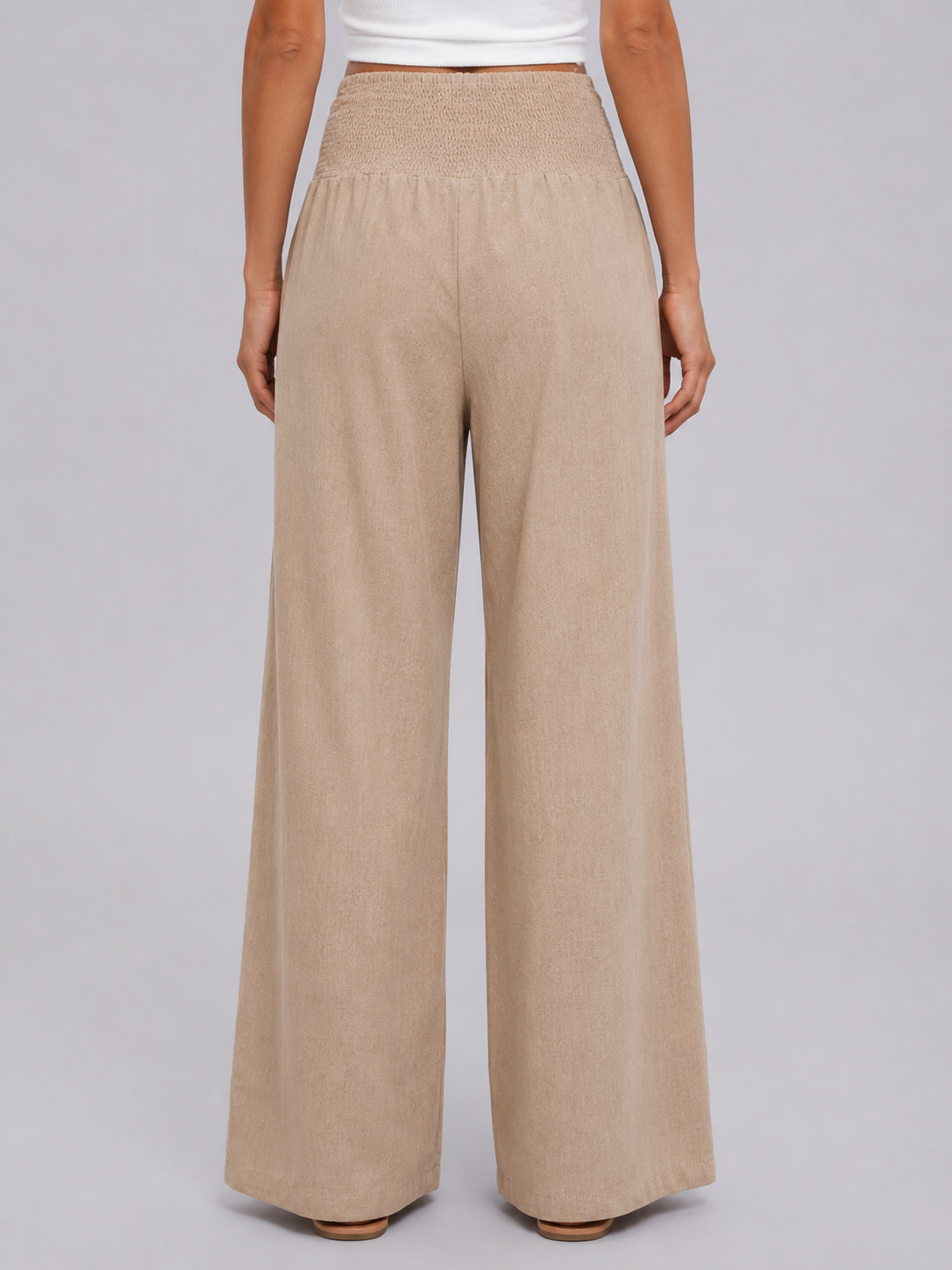 Women's High Waisted Smocked Waist Pants | Wide Leg