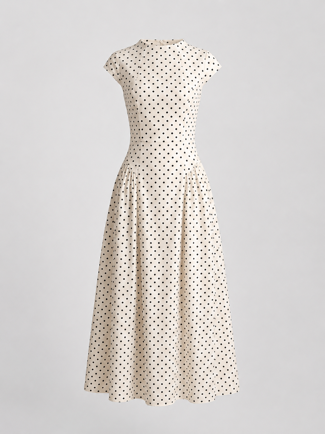 Women’s Vintage White Polka Dot Maxi Dress | Cap Sleeves