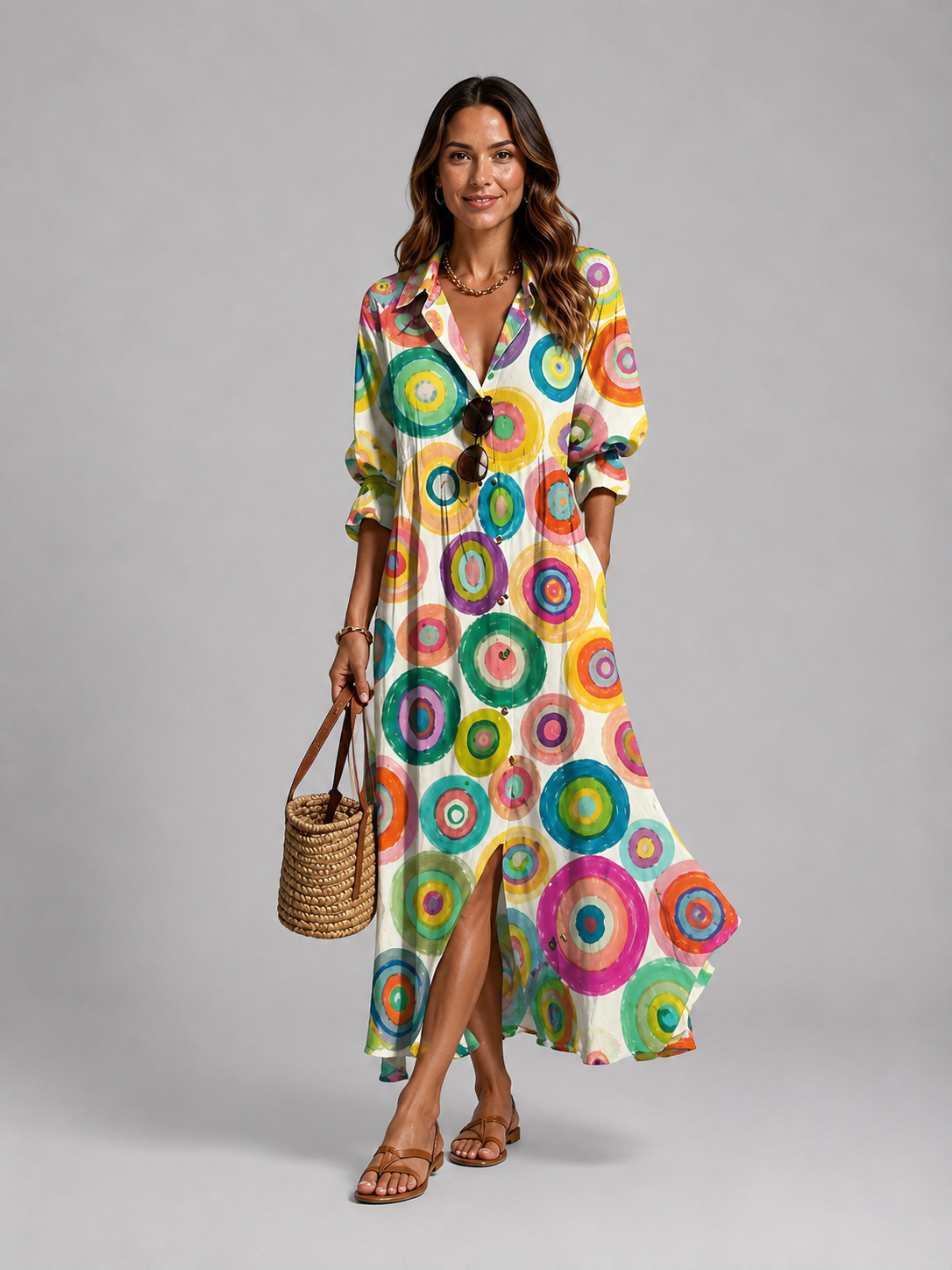 Women’s Relaxed Fit Printed Shirt Dress | Maxi