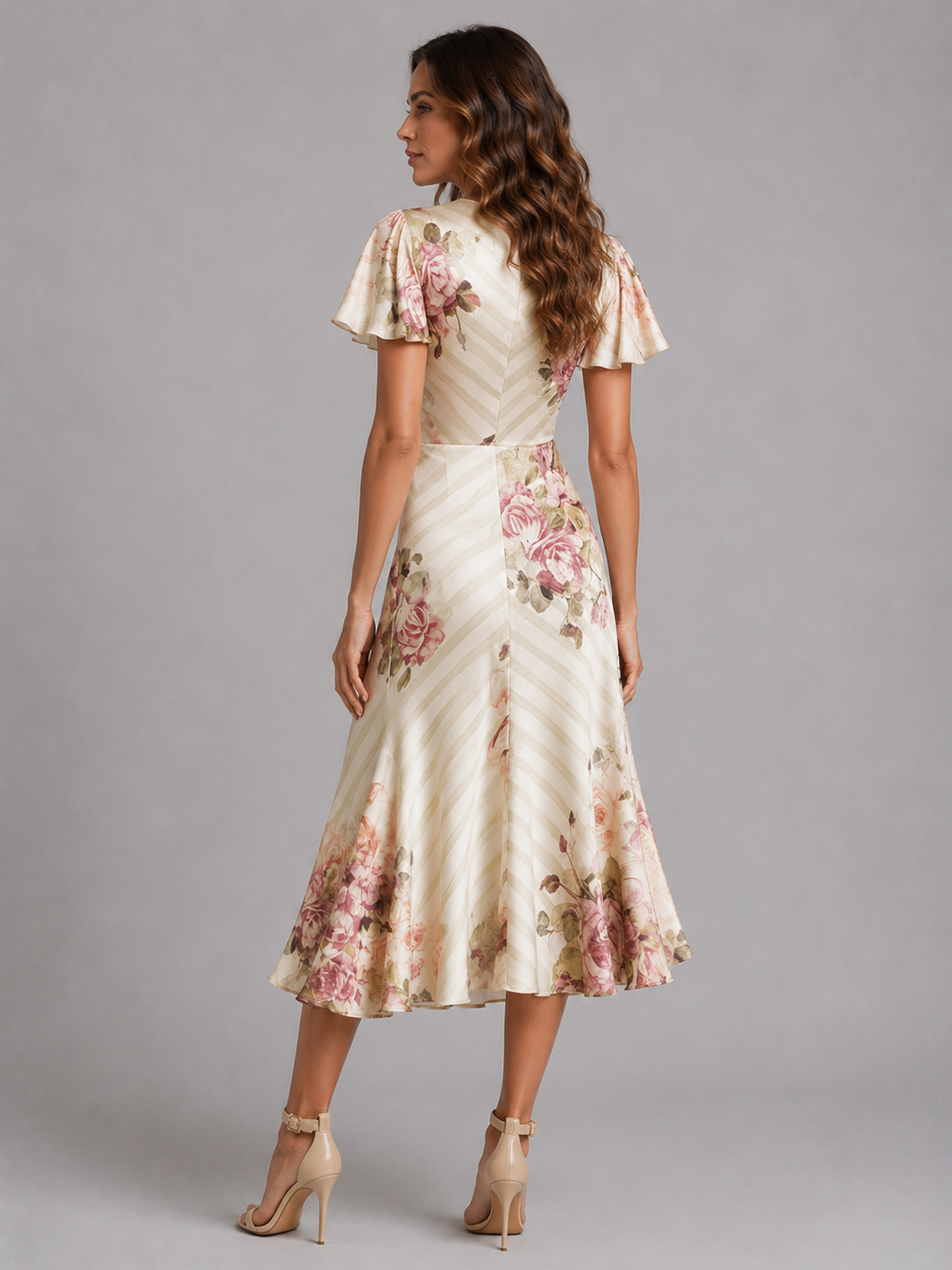 Women's V-Neck Summer Floral Wrap Dress | with Ruched Waist