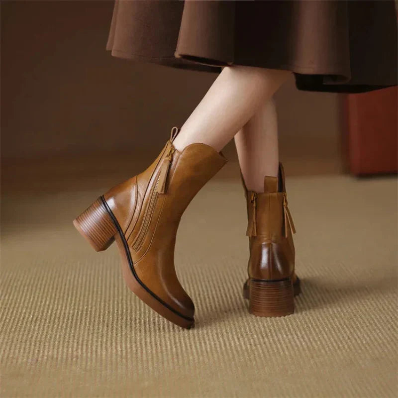Women's Block Heel Ankle Boots | Zipper
