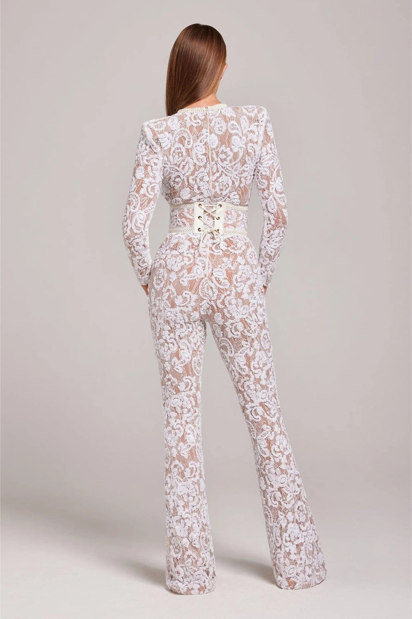 Women's Floral Jumpsuit with Flared Legs | Long Sleeve