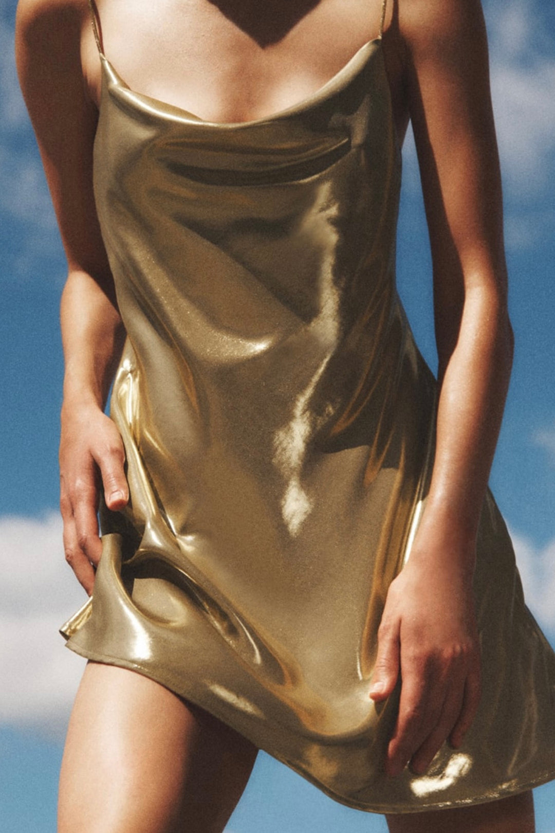 Y2k Cowl Neck Metallic Slip Mini Dress Razys.com Y2k Cowl Neck Metallic Slip Mini Dress Razys.com