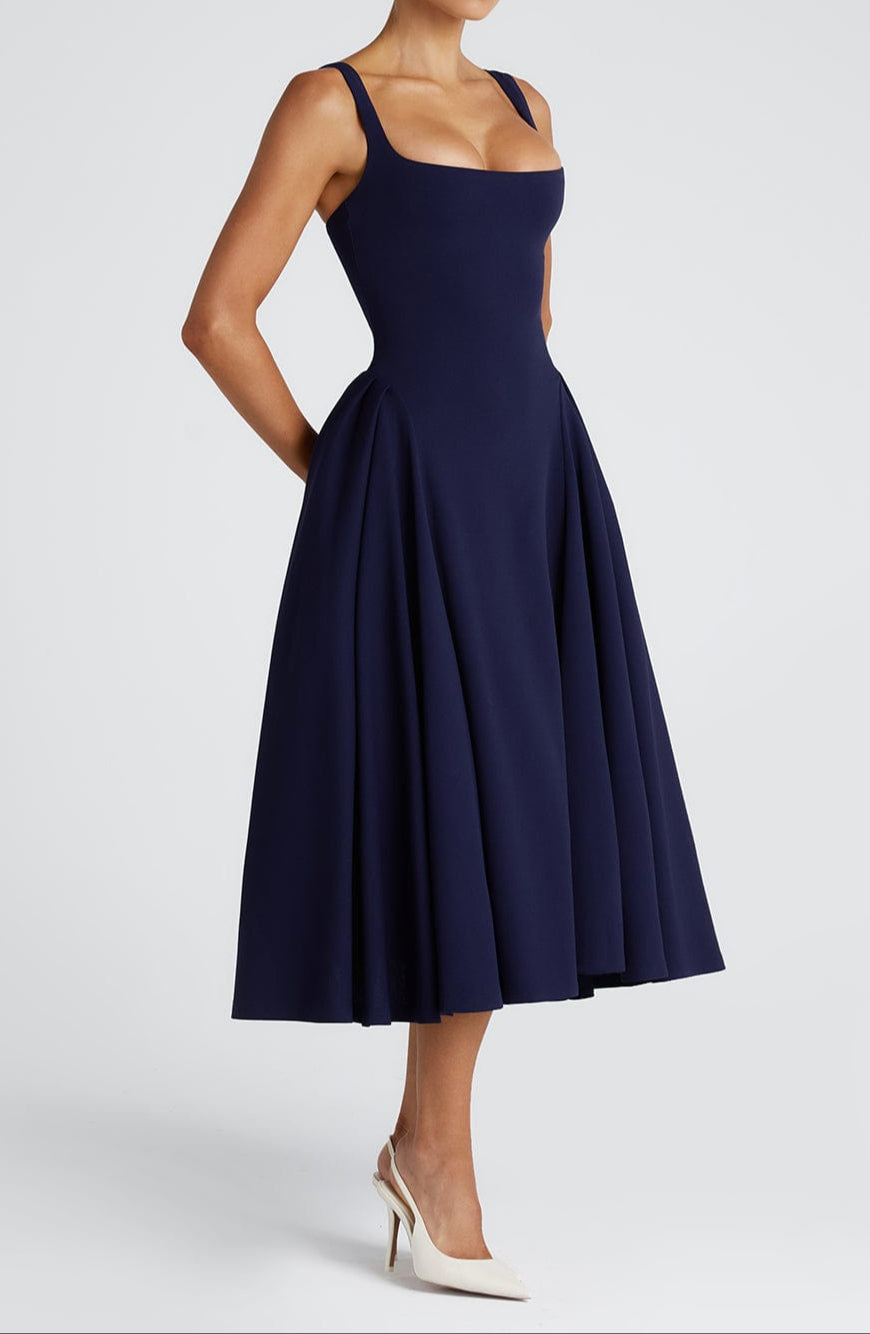 Robe midi Venise - Bleu marine