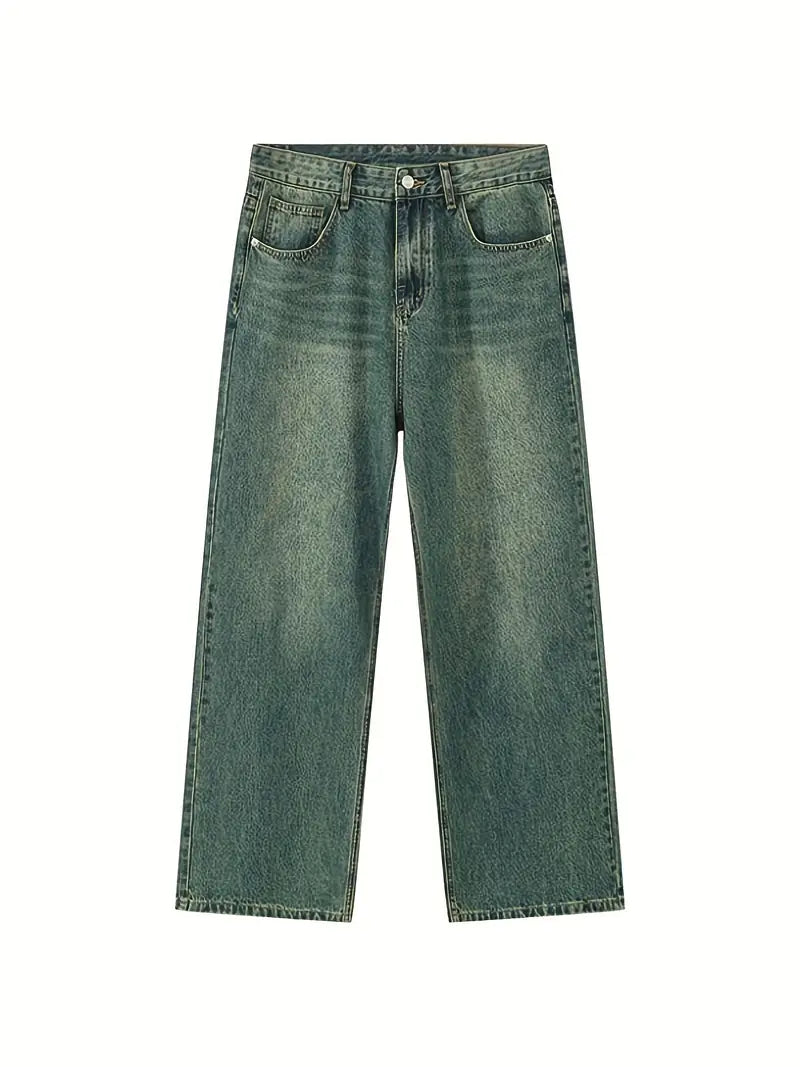 Jean baggy vintage effet vieilli pour homme avec effet délavé