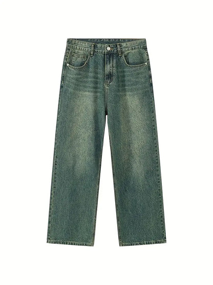 Men's Vintage Distressed Baggy Jeans with Faded Effect