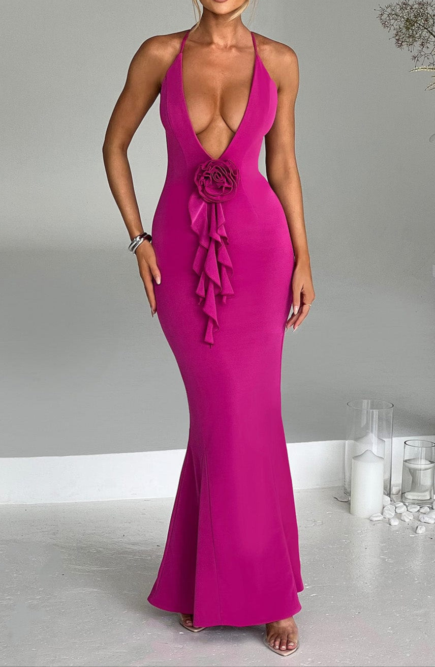 Robe longue Terina - Rose vif