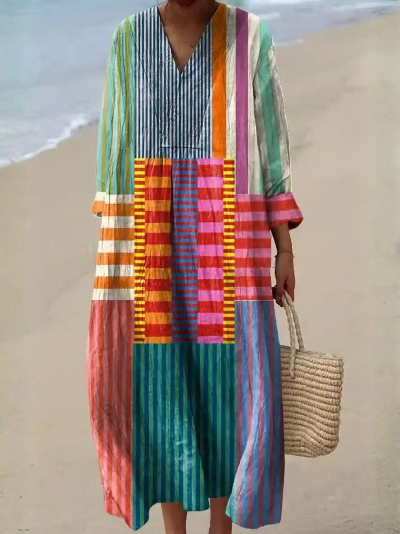 Women's Summer V-Neck Maxi Dress | Loose Fit