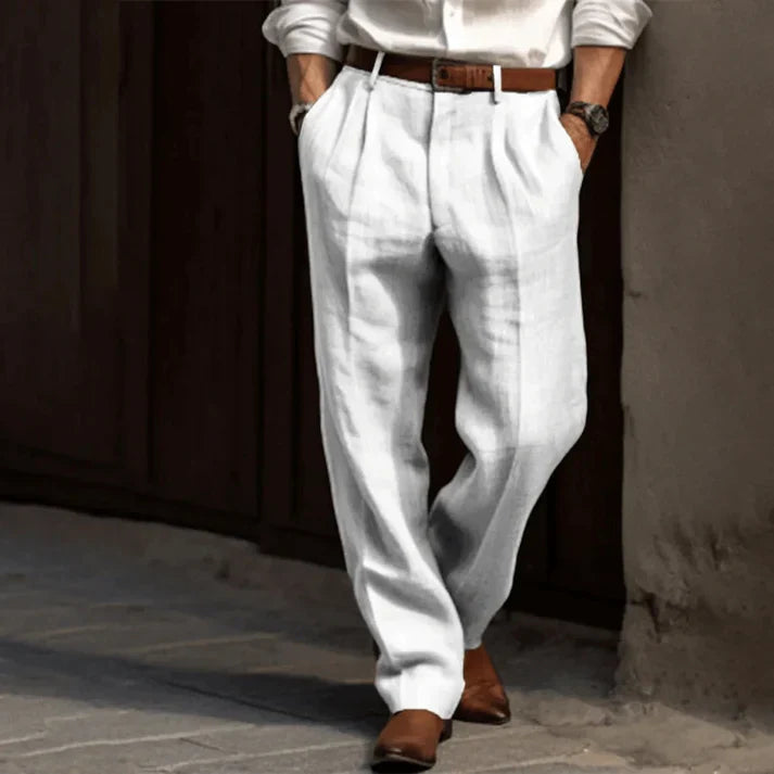 Men's Casual Linen Pants | Straight Leg