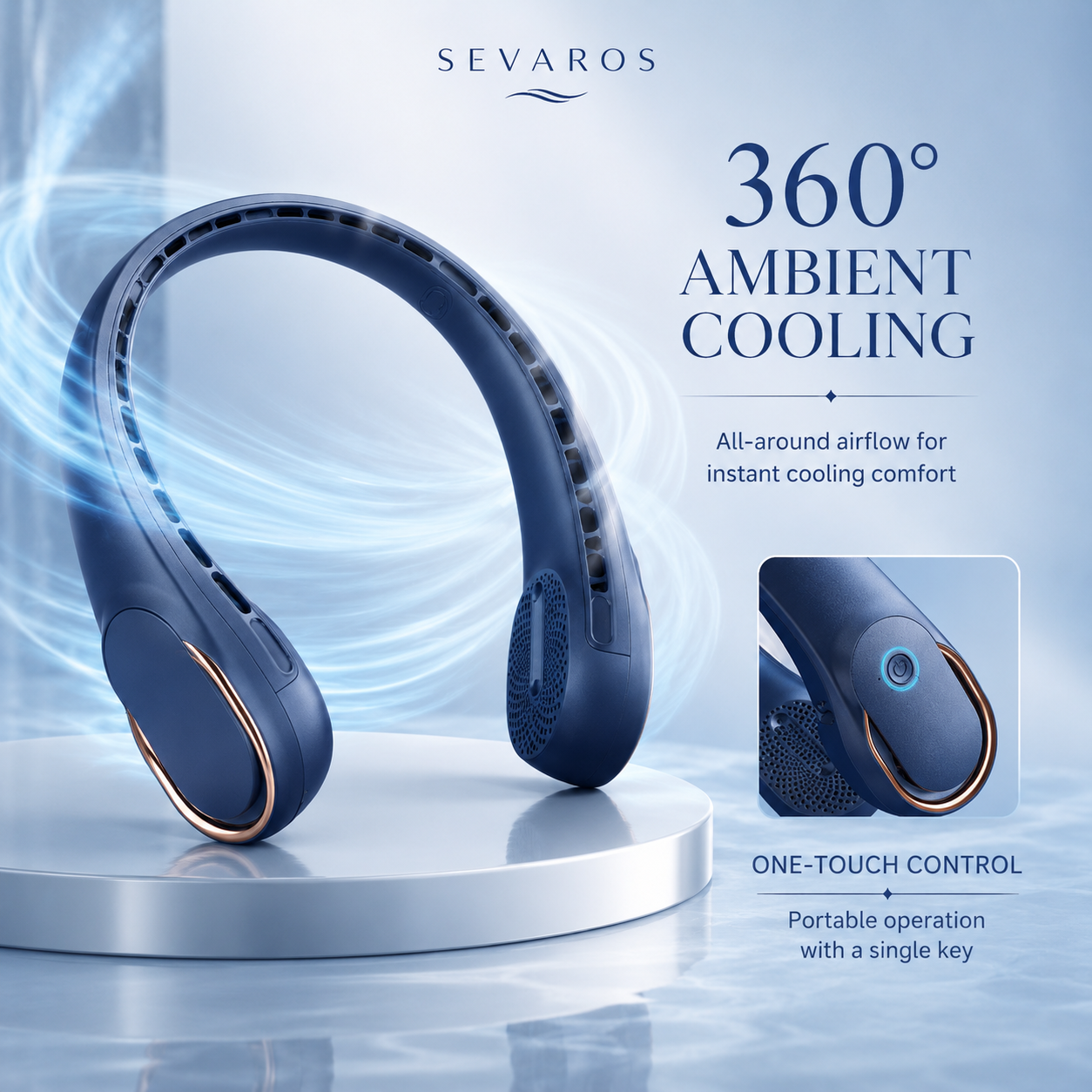 Portable Rechargeable 4000mAh Hands-Free Neck Fan for Personal Cooling During Travel