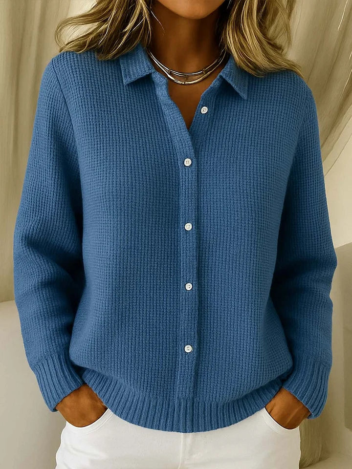 Women's Cozy Collared Knit Cardigan | Long Sleeve